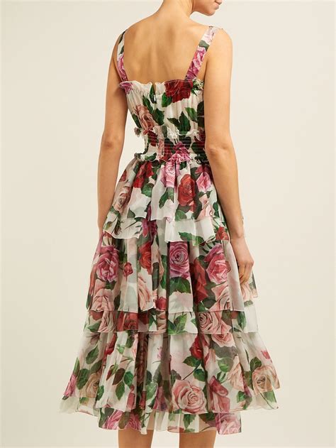 dolce gabbana rose silk dress|ornament rose midi dress.